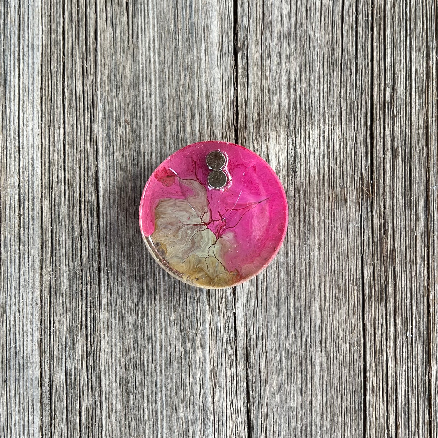 1.5” Pink and Moss Petri Resin Magnet | 3 for $12 | Petrified Clouds