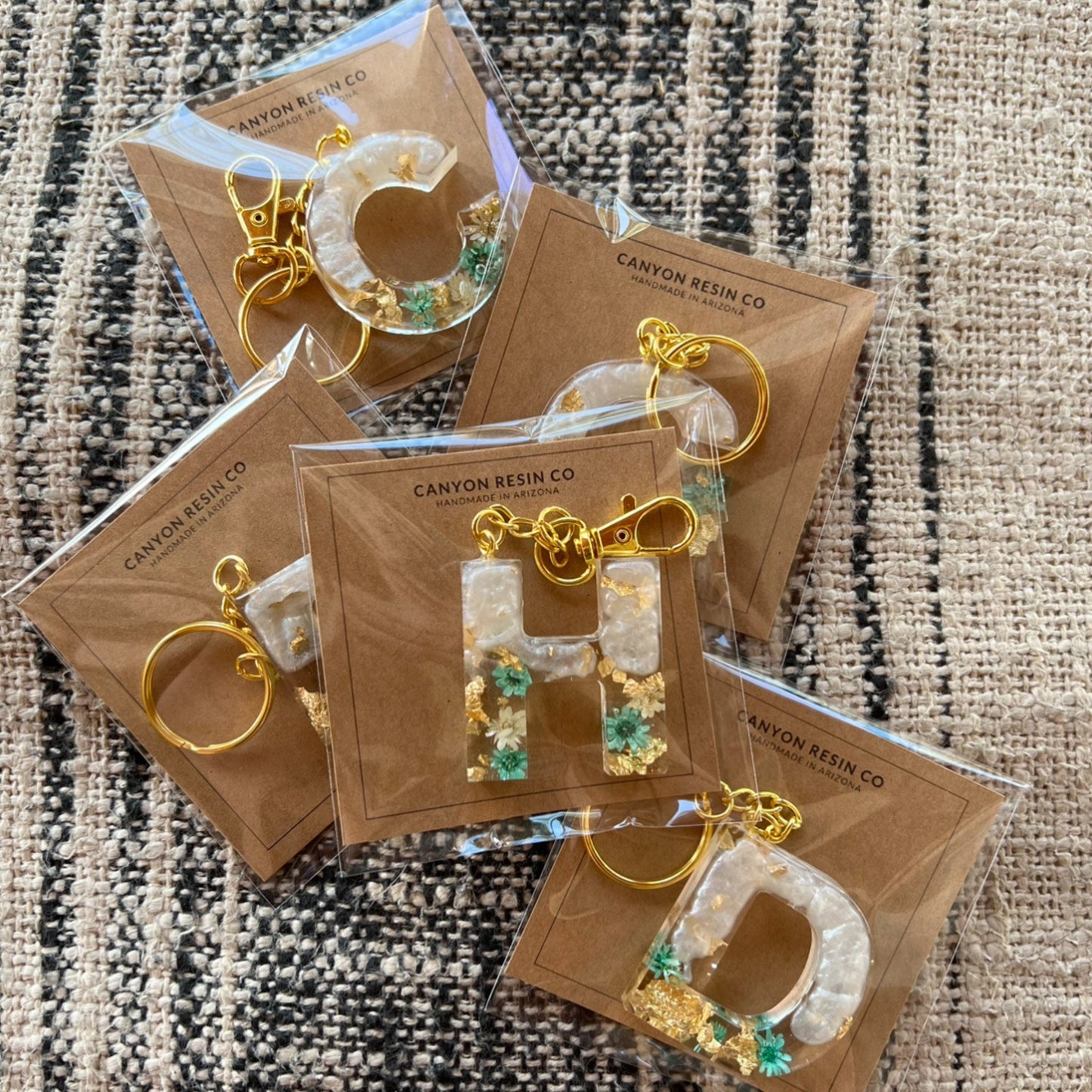 Floral Initial Keychain Gold, Teal, and Pearl, Resin Letter, Personalized Alphabet Charm, Personalized Gift for Her