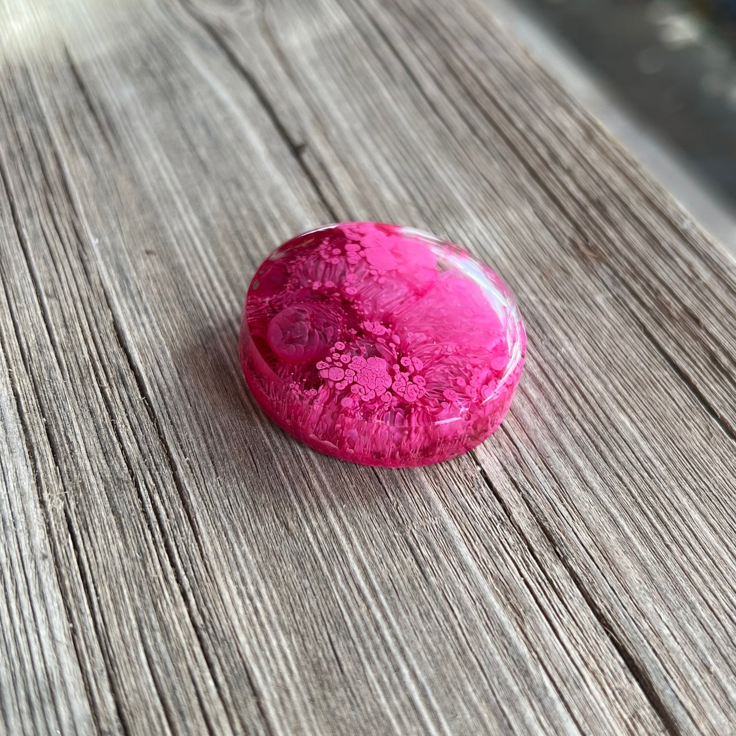 1.5” Pink and Cranberry Petri Resin Magnet | 3 for $12 | Petrified Clouds