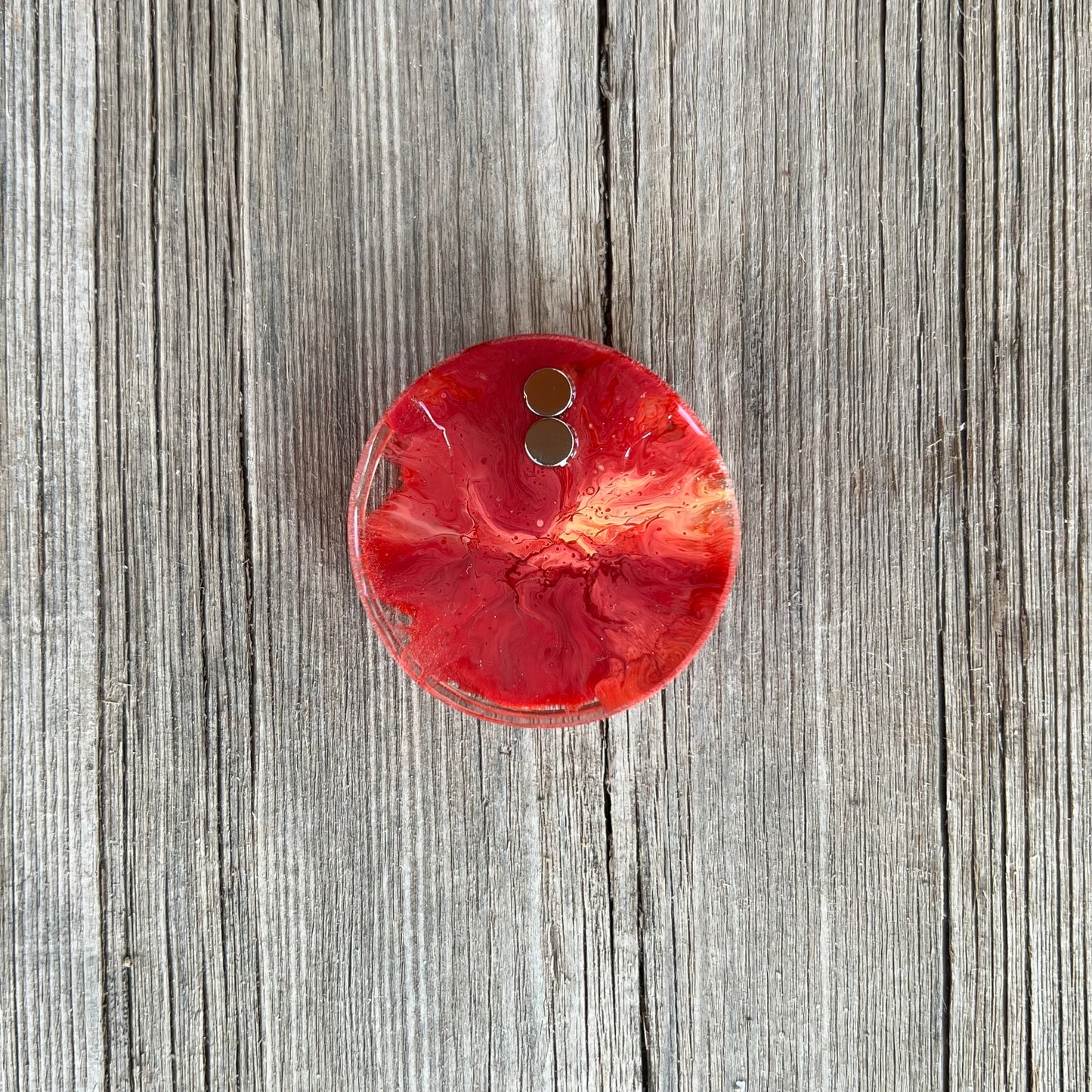 1.5” Red and Orange Petri Resin Magnet | 3 for $12 | Petrified Clouds