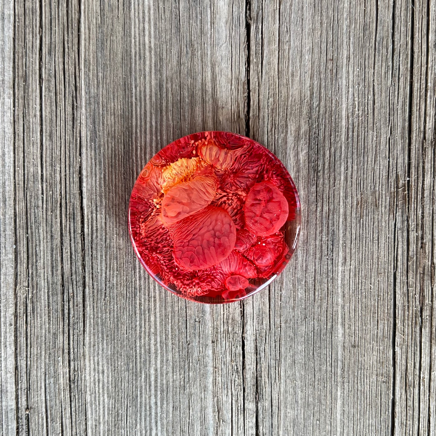 1.5” Red and Orange Petri Resin Magnet | 3 for $12 | Petrified Clouds