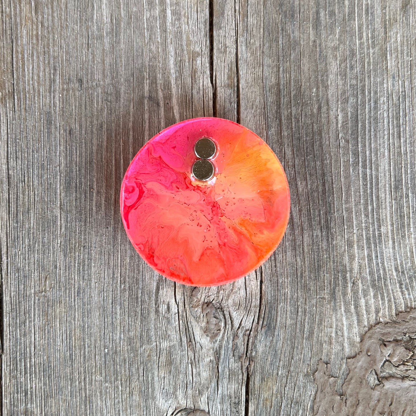 1.5” Pink and Orange Petri Resin Magnet | 3 for $12 | Petrified Clouds