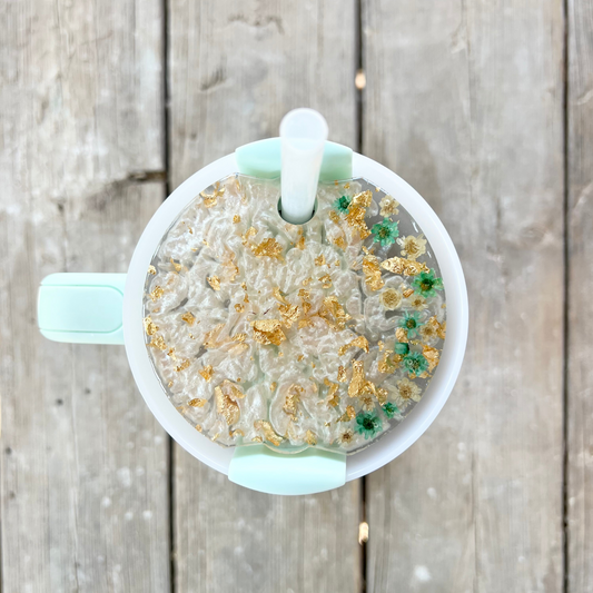 Custom Floral Stanley Lid Topper | Mint