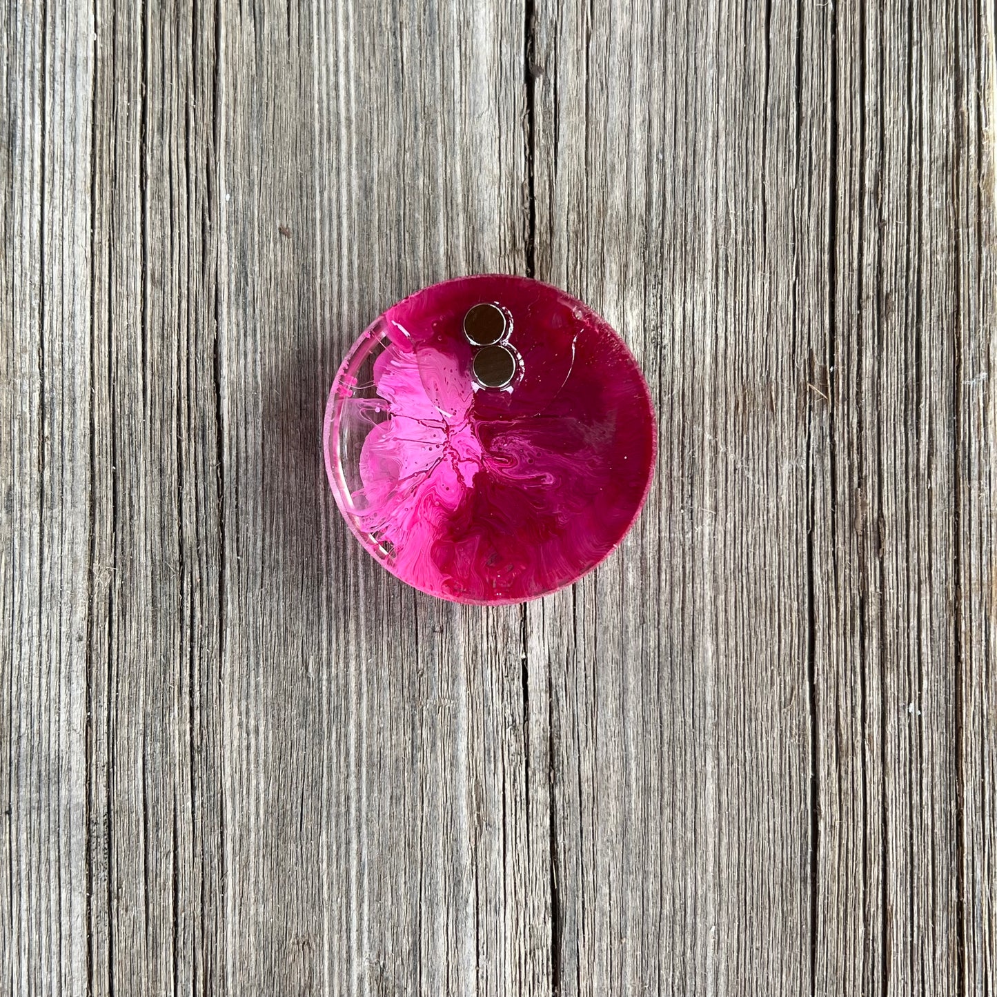 1.5” Pink and Cranberry Petri Resin Magnet | 3 for $12 | Petrified Clouds