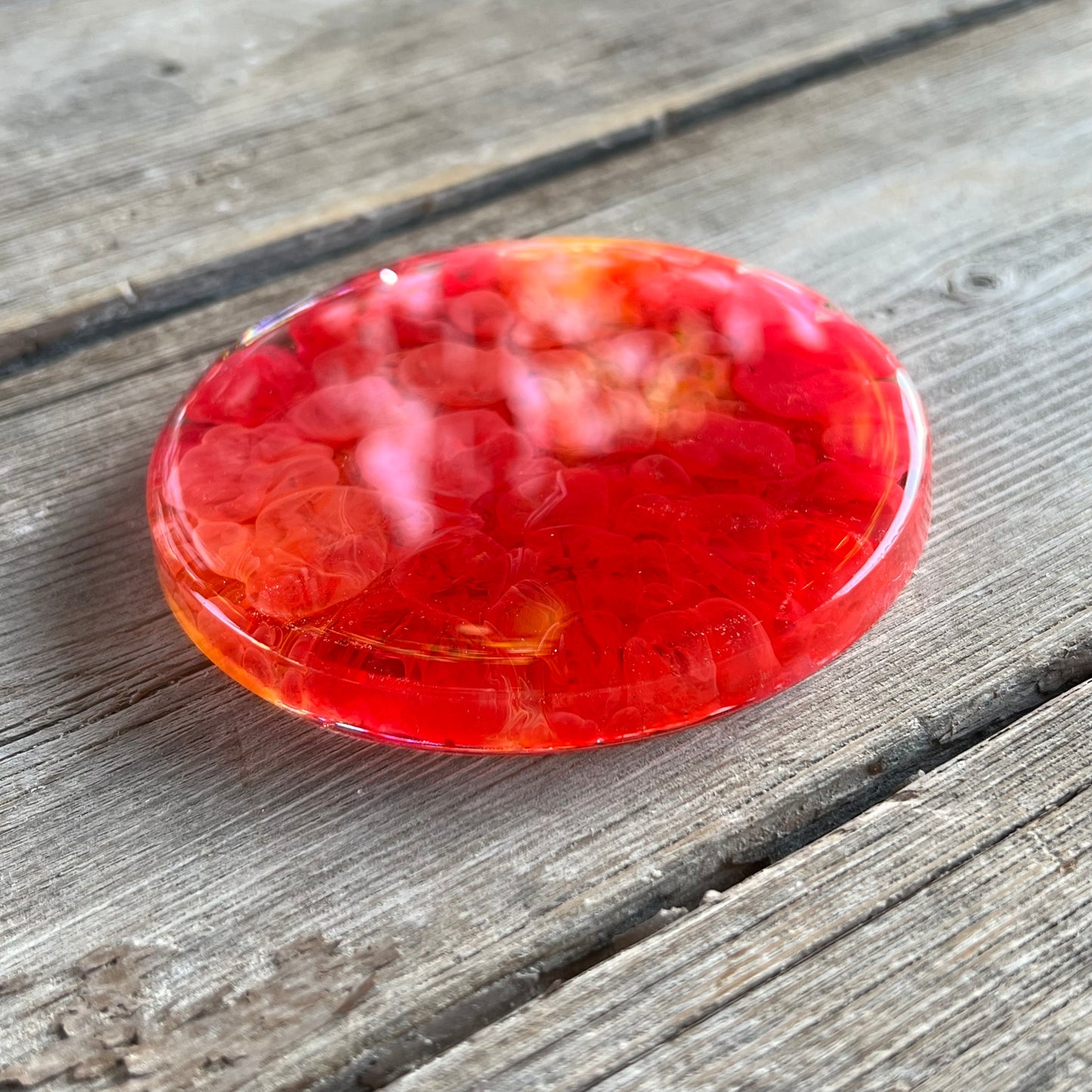 4" Resin Petrified Cloud Coaster | Pink, Orange & Red