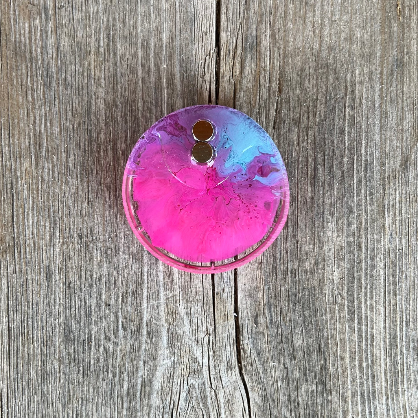 1.5” Pink and Blue Petri Resin Magnet | 3 for $12 | Petrified Clouds