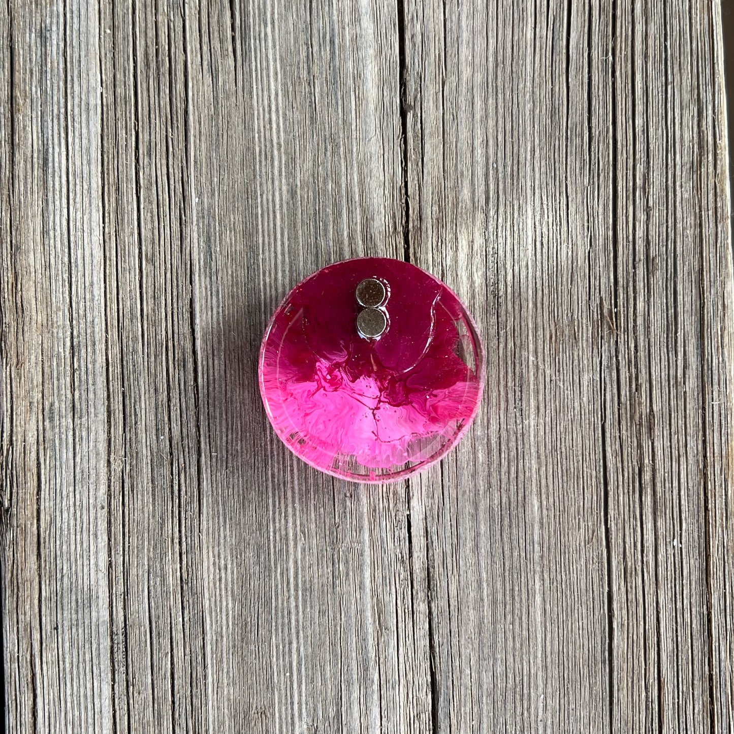 1.5” Pink and Cranberry Petri Resin Magnet | 3 for $12 | Petrified Clouds