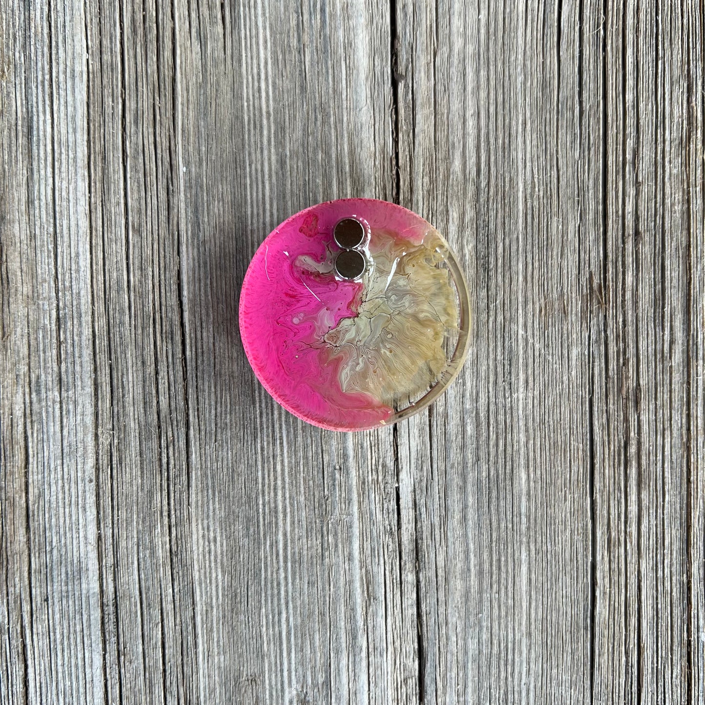 1.5” Pink and Moss Petri Resin Magnet | 3 for $12 | Petrified Clouds