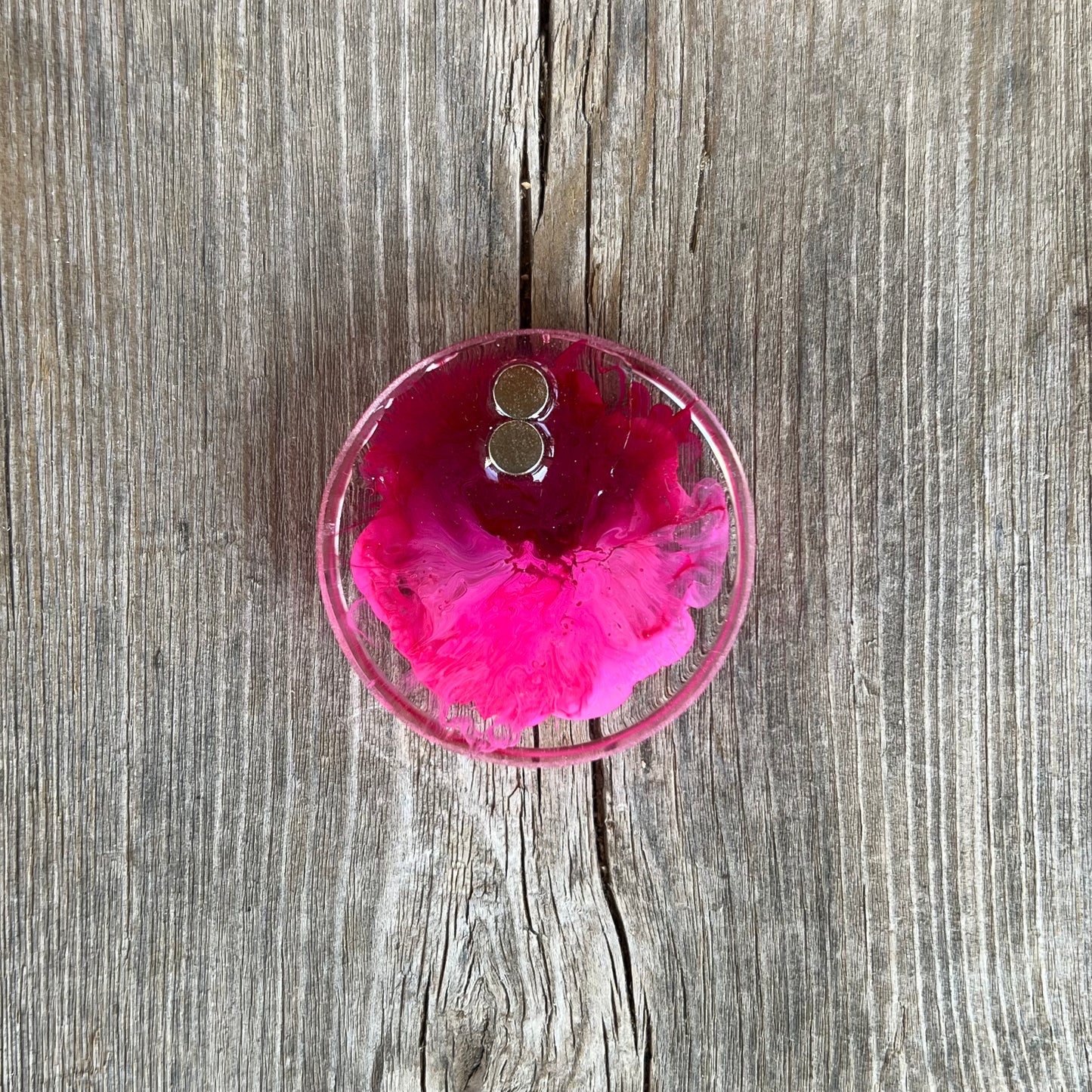 1.5” Pink and Cranberry Petri Resin Magnet | 3 for $12 | Petrified Clouds