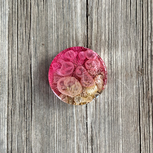 1.5” Pink and Moss Petri Resin Magnet | 3 for $12 | Petrified Clouds