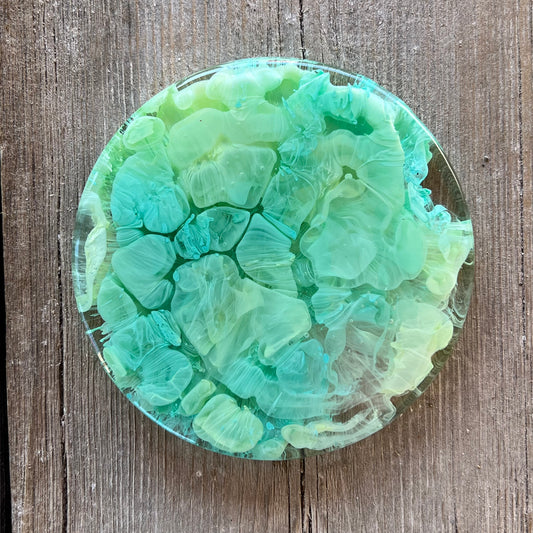 4" Resin Petrified Cloud Coaster | Blue & Green