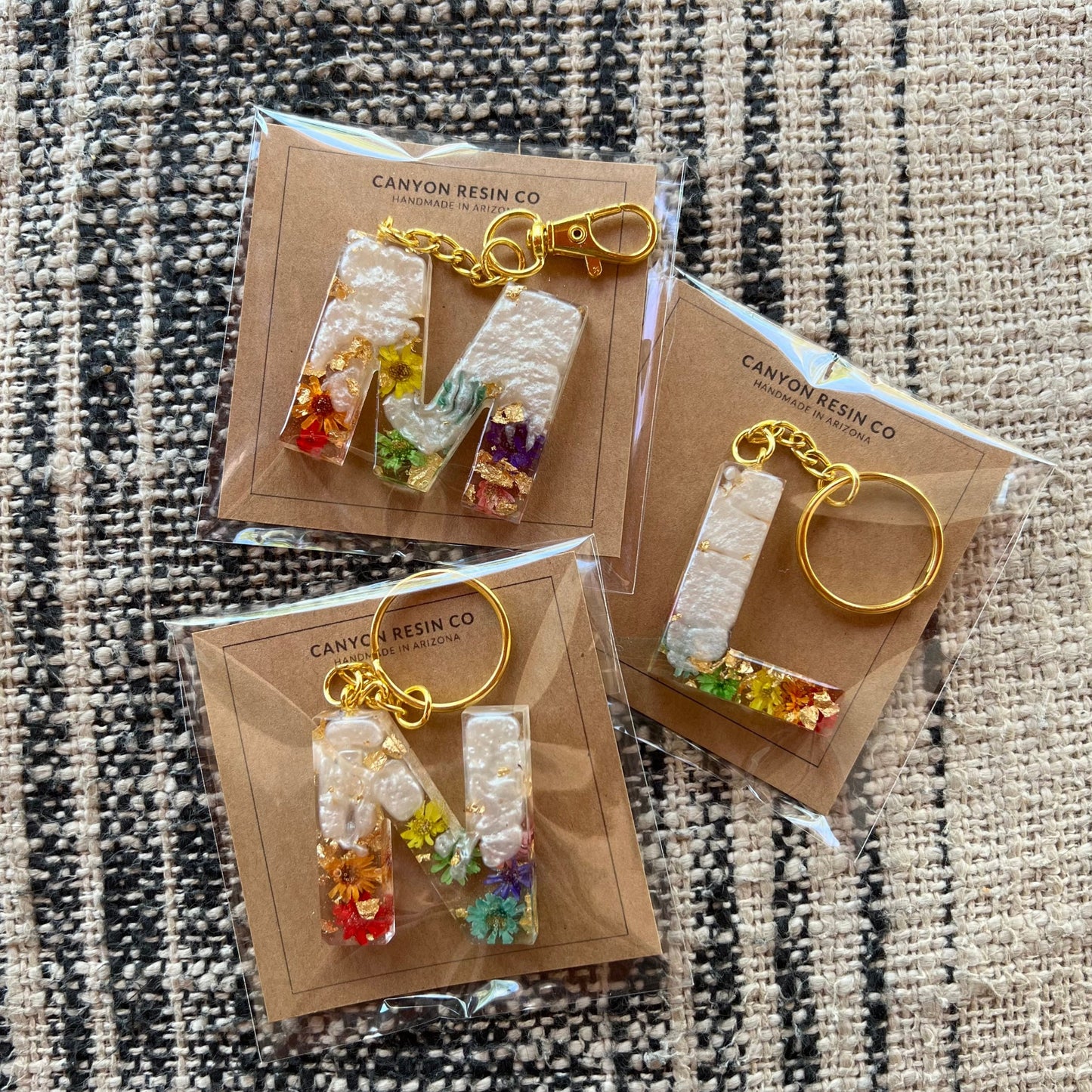 Rainbow Floral Initial Keychain , Pearl, Resin Letter, Personalized Alphabet Charm, Personalized Gift, Rainbow Keychain