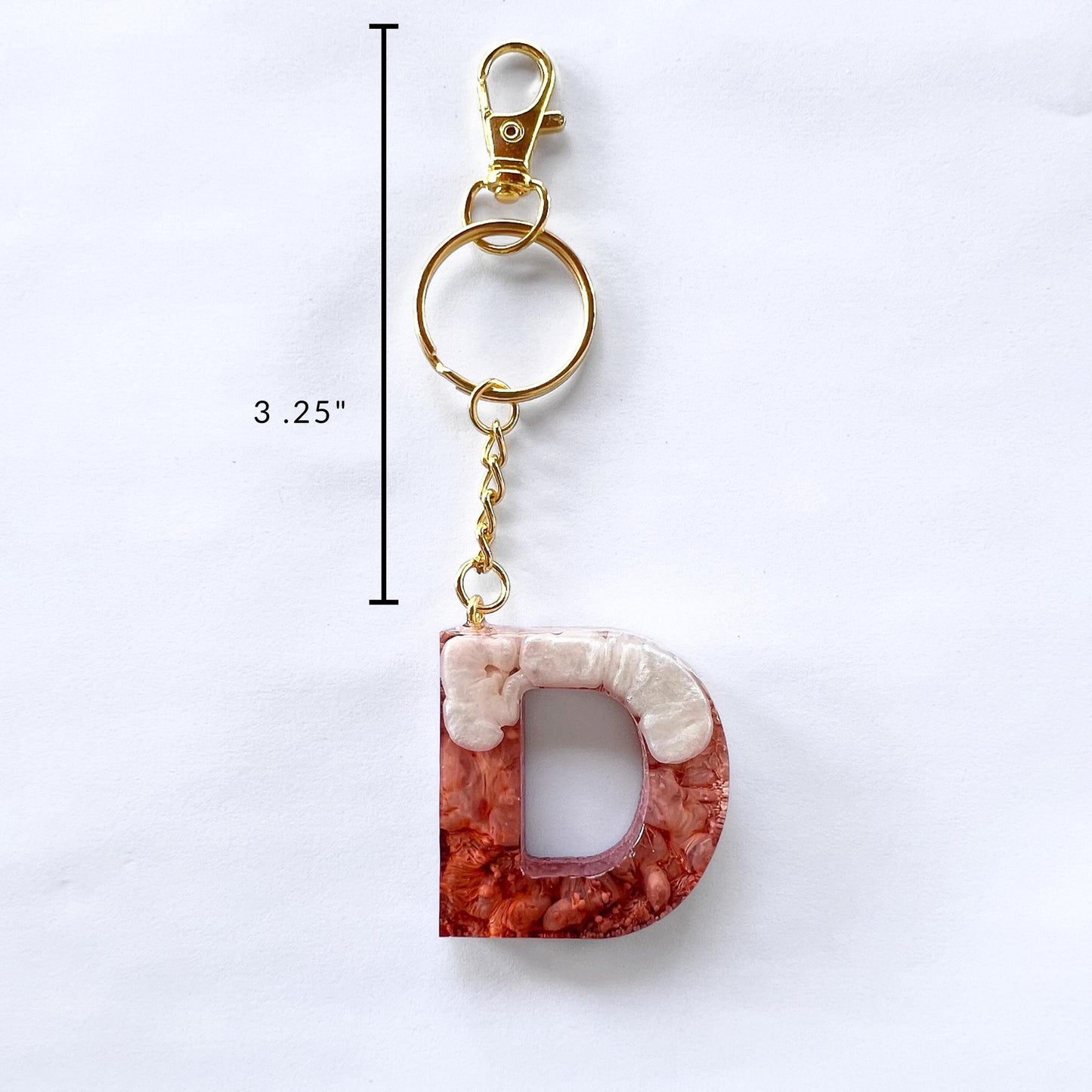 Petri Resin Initial Keychain Pearl and Earth Tones , Resin Letter, Personalized Alphabet Charm | Petri Resin Gift